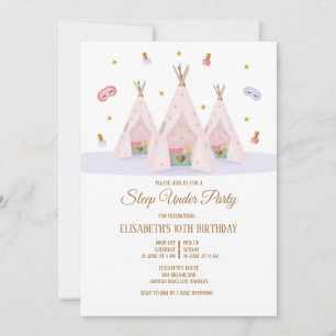 Invitation Teepee Dormir sous la fête d'anniversaire