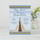 Invitation TeePee Dreamcatcher Tribal Theme Baby shower de ga (Debout devant)