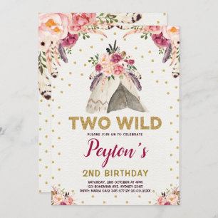 Invitation Teepee florale tribale 2 WILday Chic Gold