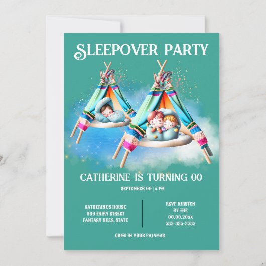 Invitation Teepee glamping traîneau sommeil sommeil sommeil (Devant)