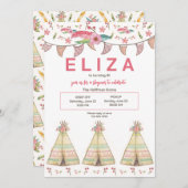 Invitation Teepee Pyjama Party (Devant / Derrière)