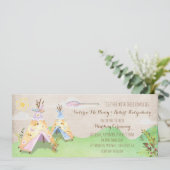 Invitation Teepee rustique de mariage tribal de Boho (Debout devant)