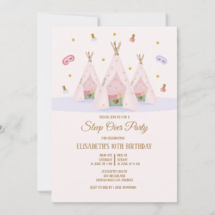 Invitation Teepee Slepover fête d'anniversaire