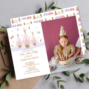 Invitation Teepee Spa Anniversaire Photo Party
