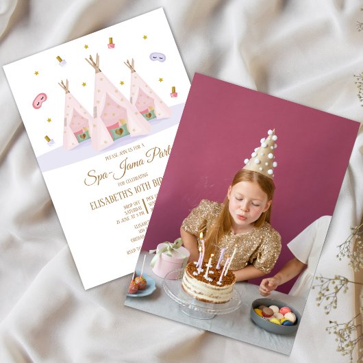 Invitation Teepee Spa Anniversaire Photo Party