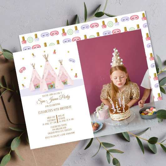 Invitation Teepee Spa Anniversaire Photo Party