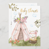 Invitation *~* Teepee Tente Boho Fox Woodland Forest (Devant / Derrière)