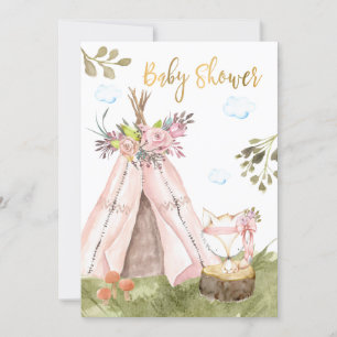 Invitation *~* Teepee Tente Boho Fox Woodland Forest