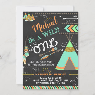 Invitation Teepee Wild Un garçon 1er anniversaire invitation.