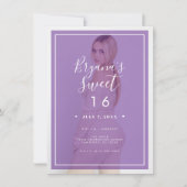 Invitation Teinte de photo violette 2 Douce 16 ans moderne (Devant)