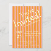Invitation Teinte Orange Rayée Vous êtes Invités à la Fête de (Devant)