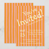 Invitation Teinte Orange Rayée Vous êtes Invités à la Fête de (Devant / Derrière)