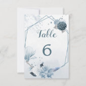 Invitation teintes bleues poussiéreuses fleurs numéro de tabl (Dos)
