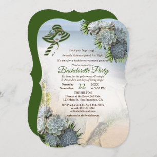 Invitation Teintes de la mer Vert & Succulent Bachelorette Pa