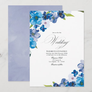 Invitation Teintes de mariage floral bleu