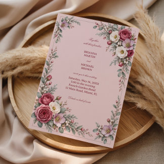 Invitation Teintes d'eau de rose et sentiers d'eucalyptus