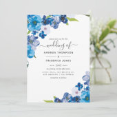 Invitation teintes du Mariage floral bleu (Debout devant)