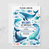Invitation teintes poisson cool mer bleu baleine requin 1er a (Devant)