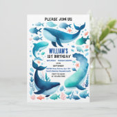 Invitation teintes poisson cool mer bleu baleine requin 1er a (Debout devant)