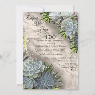 Invitation Teintes succulentes de bleus pâles et feuilles tub