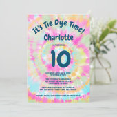 Invitation Teinture à cravate arc-en-ciel super 10ème anniver (Debout devant)