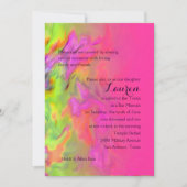 Invitation Teinture bat mitzvah rose chaud et vert (Devant)