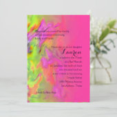 Invitation Teinture bat mitzvah rose chaud et vert (Debout devant)