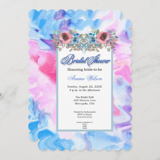 Invitation Teinture et Fleurs à attache aquarelle (Devant / Derrière)