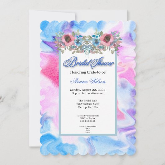 Invitation Teinture et Fleurs à attache aquarelle (Devant)