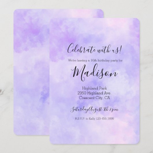 Invitation Teinture Lien Rose Violet Féminin (Devant / Derrière)