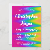 Invitation Teinture Tie-Dye Arc-en-Ciel Vibrante Anniversaire (Devant)