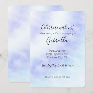 Invitation Teinture tie dye Violet Blanc Bleu Aqua Invitati