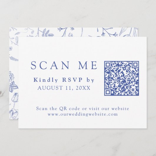 Invitation TÉLÉCHARGEABLE QR Code Chinoiserie Mariage RSVP (Devant / Derrière)
