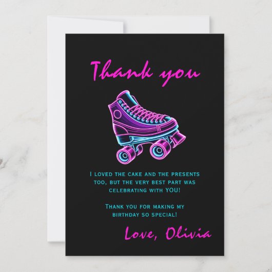 Invitation Téléchargeable Roller Skating Birthday Thank YouCa (Devant)