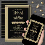 Invitation Téléchargeable Surprise Birthday Party Black & Gol<br><div class="desc">Peux-tu garder un secret ? Famille Invitation et amis à une fête d'anniversaire élégante et passionnante surprise avec des invitations personnalisées de fête noir et or. Toute la formulation de ce modèle est simple à personnaliser, y compris le message qui dit "Shhh! C'est une SURPRISE." Le design se compose d'une...</div>