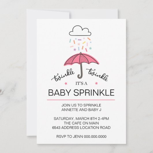 Invitation Téléchargement de l'aspersion de bébé avec paraplu (Devant)