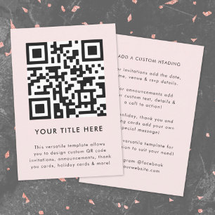 Invitation Téléchargement du code QR Pink rose clair minima