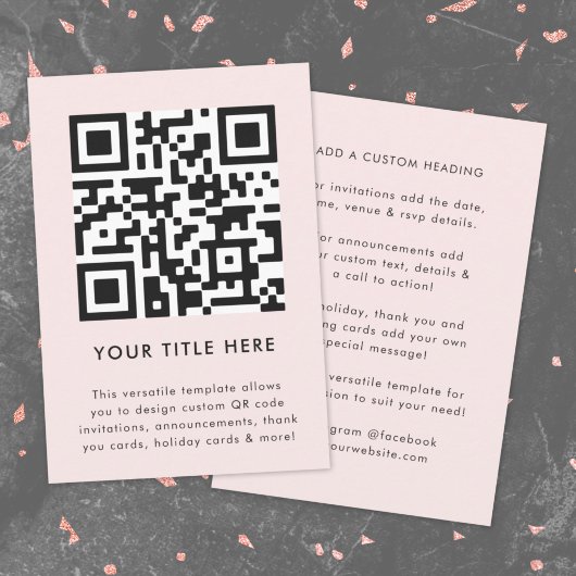 Invitation Téléchargement du code QR | Pink rose clair minima