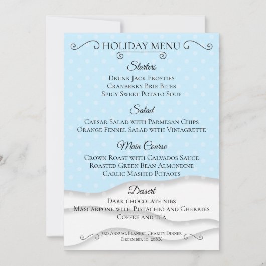 Invitation Téléchargement du menu de Noël hiver neige (Devant)