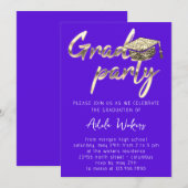 Invitation Téléchargement Instantané Parti de graduation Gold (Devant / Derrière)