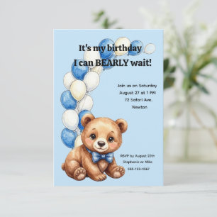 Invitation Téléchargement numérique Fête de l'ours bleu pour