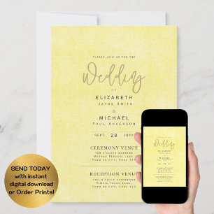 Invitation Téléchargement numérique instantané Mariage jaune