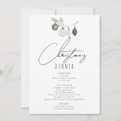 Invitation Téléchargement numérique Menu Dîner noir et blanc (Devant)