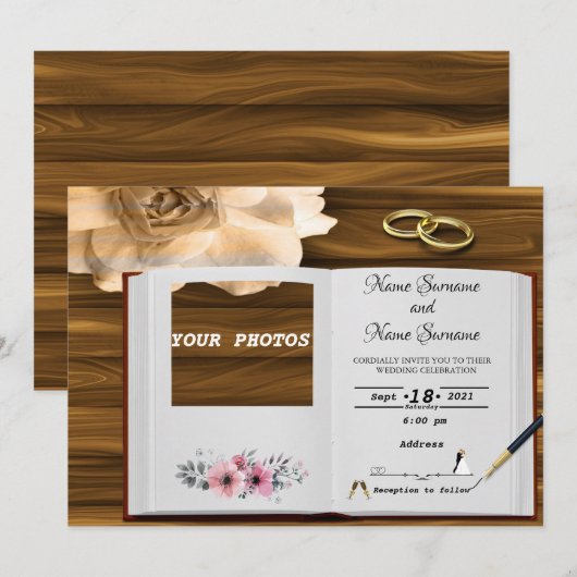 Invitation Téléchargez vos photos (Devant / Derrière)