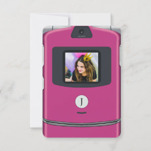 Invitation Téléphone à clapet rose des années 2000 pour anniv