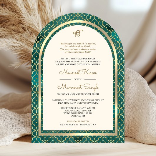 Invitation Téléphone Doré Marocain Code QR Mariage Arch Sikh