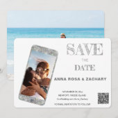 Invitation *~* Téléphone portable QR AR6 MARIAGE photo ENREGI (Devant / Derrière)