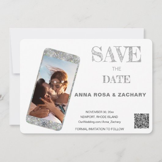 Invitation *~* Téléphone portable QR AR6 MARIAGE photo ENREGI (Devant)