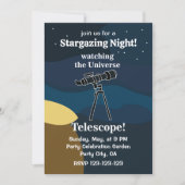 Invitation Télescope Night Sky Astronomy Stargazing Party (Devant)