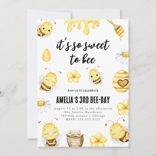 Invitation Tellement doux pour être l'invitation d'anniversai (Devant)